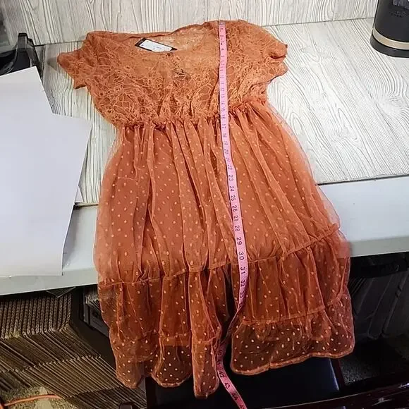 Vero Moda Orange Lace Midi Dress - Picture 11 of 13